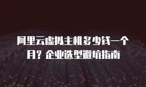 阿里云虚拟主机多少钱一个月？企业选型避坑指南