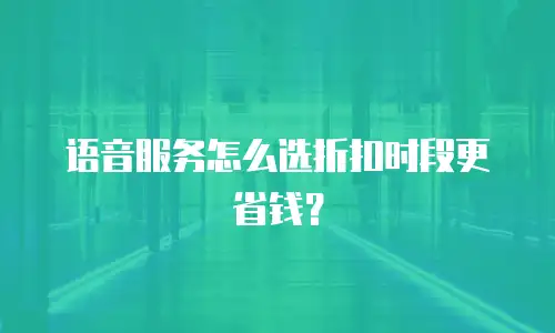 语音服务怎么选折扣时段更省钱？