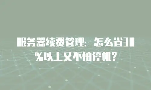 服务器续费管理：怎么省30%以上又不怕停机？