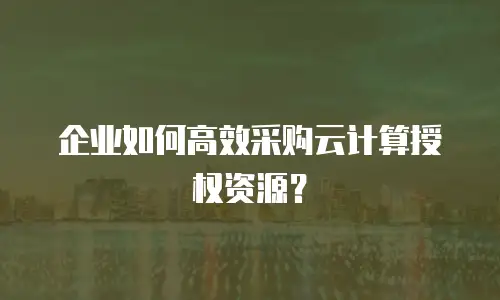企业如何高效采购云计算授权资源？
