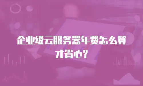 企业级云服务器年费怎么算才省心？