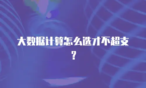 大数据计算怎么选才不超支？