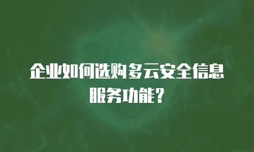企业如何选购多云安全信息服务功能？