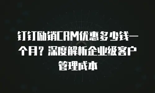 钉钉励销CRM优惠多少钱一个月？深度解析企业级客户管理成本