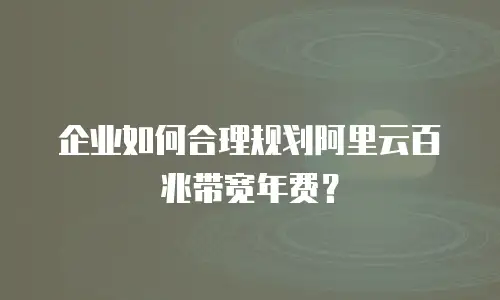 企业如何合理规划阿里云百兆带宽年费？