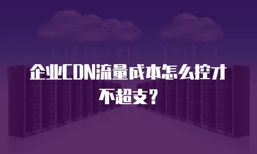 企业CDN流量成本怎么控才不超支？