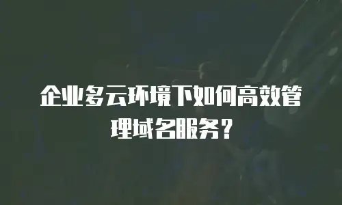 企业多云环境下如何高效管理域名服务？