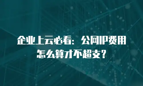 企业上云必看：公网IP费用怎么算才不超支？