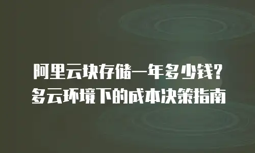 阿里云块存储一年多少钱？多云环境下的成本决策指南