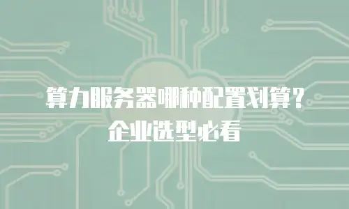 算力服务器哪种配置划算？企业选型必看