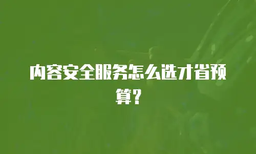 内容安全服务怎么选才省预算？