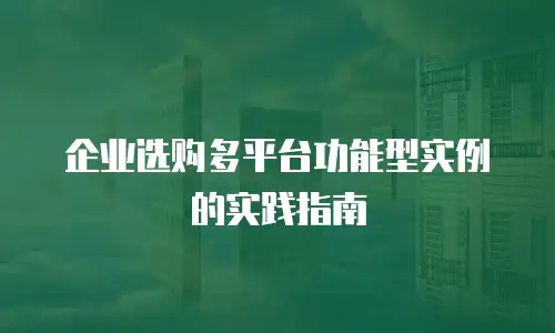 企业选购多平台功能型实例的实践指南