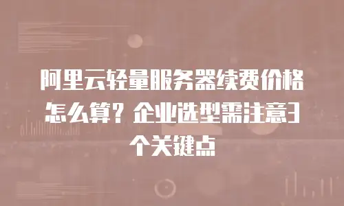 阿里云轻量服务器续费价格怎么算？企业选型需注意3个关键点