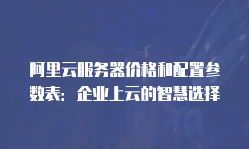 阿里云服务器价格和配置参数表：企业上云的智慧选择