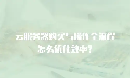 云服务器购买与操作全流程怎么优化效率？