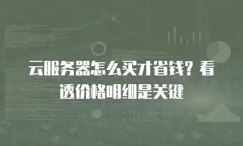 云服务器怎么买才省钱？看透价格明细是关键