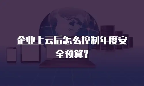 企业上云后怎么控制年度安全预算？