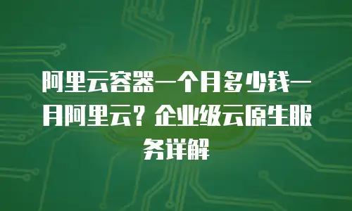 阿里云容器一个月多少钱一月阿里云？企业级云原生服务详解