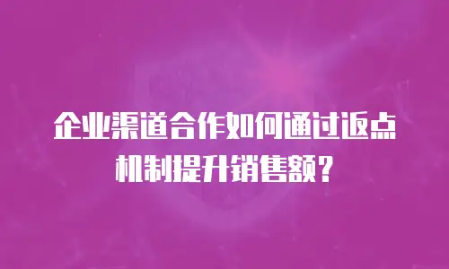 企业渠道合作如何通过返点机制提升销售额？