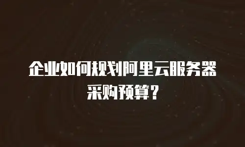 企业如何规划阿里云服务器采购预算？