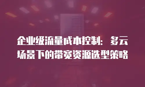 企业级流量成本控制：多云场景下的带宽资源选型策略