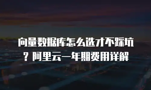 向量数据库怎么选才不踩坑？阿里云一年期费用详解