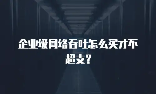 企业级网络吞吐怎么买才不超支？