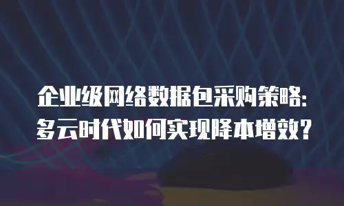 企业级网络数据包采购策略：多云时代如何实现降本增效？