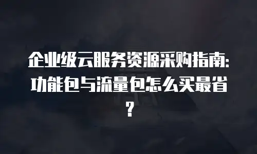 企业级云服务资源采购指南：功能包与流量包怎么买最省？