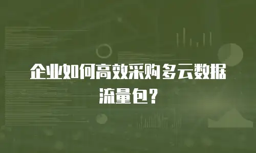 企业如何高效采购多云数据流量包？