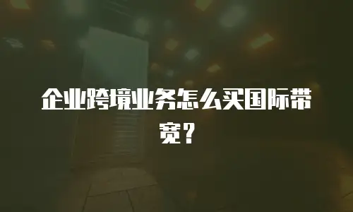 企业跨境业务怎么买国际带宽？