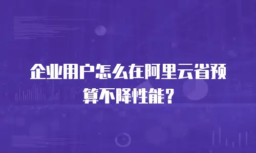 企业用户怎么在阿里云省预算不降性能？