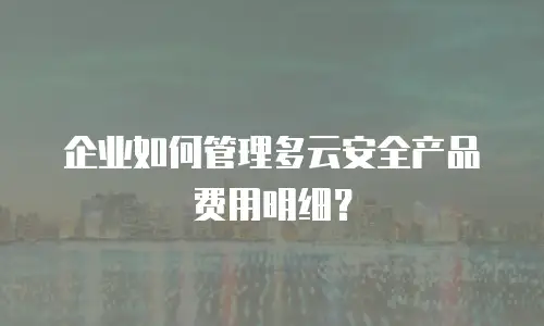 企业如何管理多云安全产品费用明细？