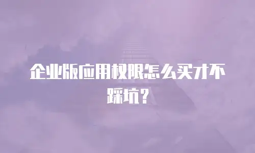 企业版应用权限怎么买才不踩坑？