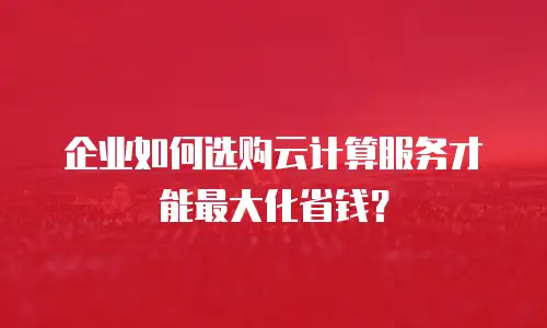 企业如何选购云计算服务才能最大化省钱？