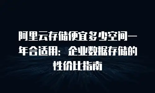 阿里云存储便宜多少空间一年合适用：企业数据存储的性价比指南