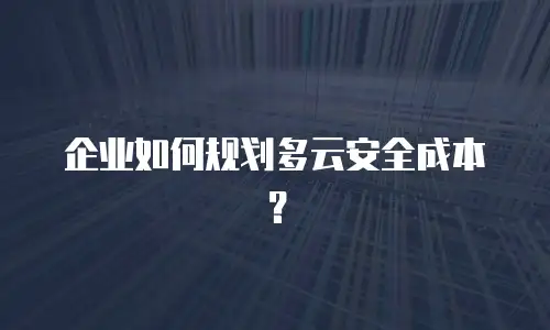 企业如何规划多云安全成本？