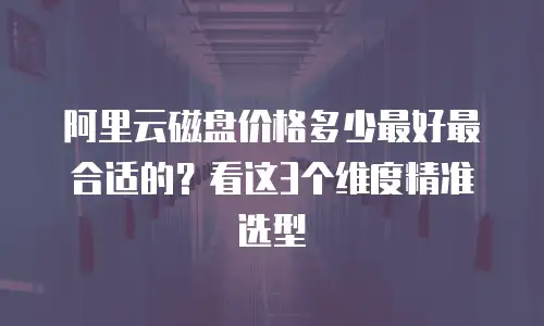 阿里云磁盘价格多少最好最合适的？看这3个维度精准选型