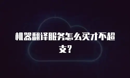 机器翻译服务怎么买才不超支？