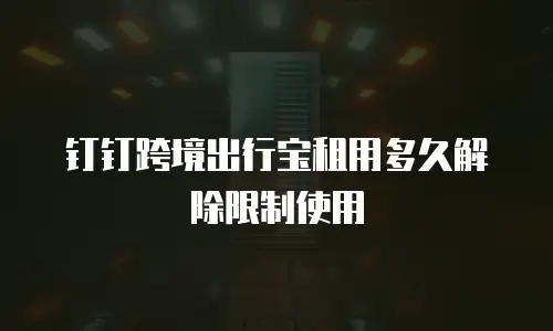 钉钉跨境出行宝租用多久解除限制使用