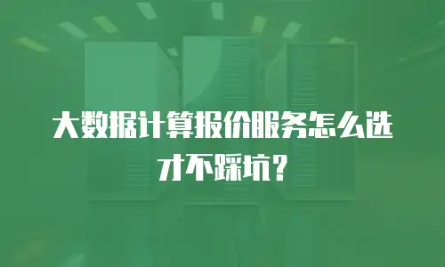大数据计算报价服务怎么选才不踩坑？