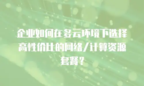 企业如何在多云环境下选择高性价比的网络/计算资源套餐？