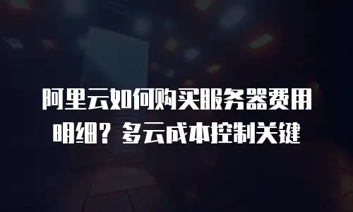 阿里云如何购买服务器费用明细？多云成本控制关键