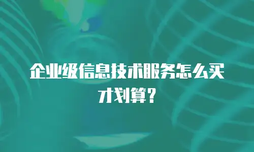 企业级信息技术服务怎么买才划算？