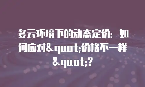 多云环境下的动态定价：如何应对"价格不一样"？