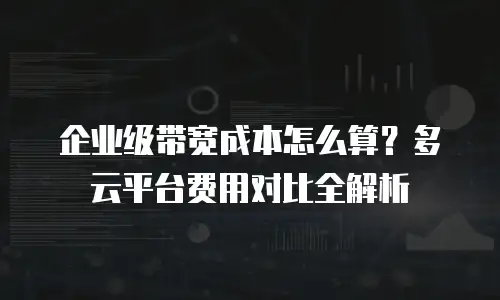 企业级带宽成本怎么算？多云平台费用对比全解析