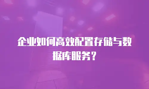 企业如何高效配置存储与数据库服务？