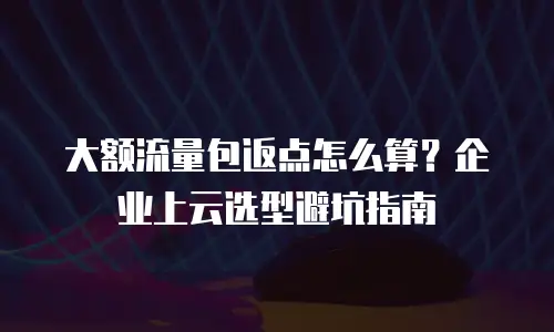 大额流量包返点怎么算？企业上云选型避坑指南