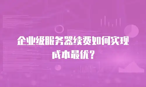 企业级服务器续费如何实现成本最优？