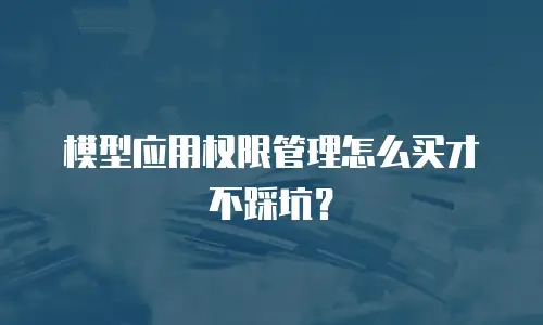 模型应用权限管理怎么买才不踩坑？
